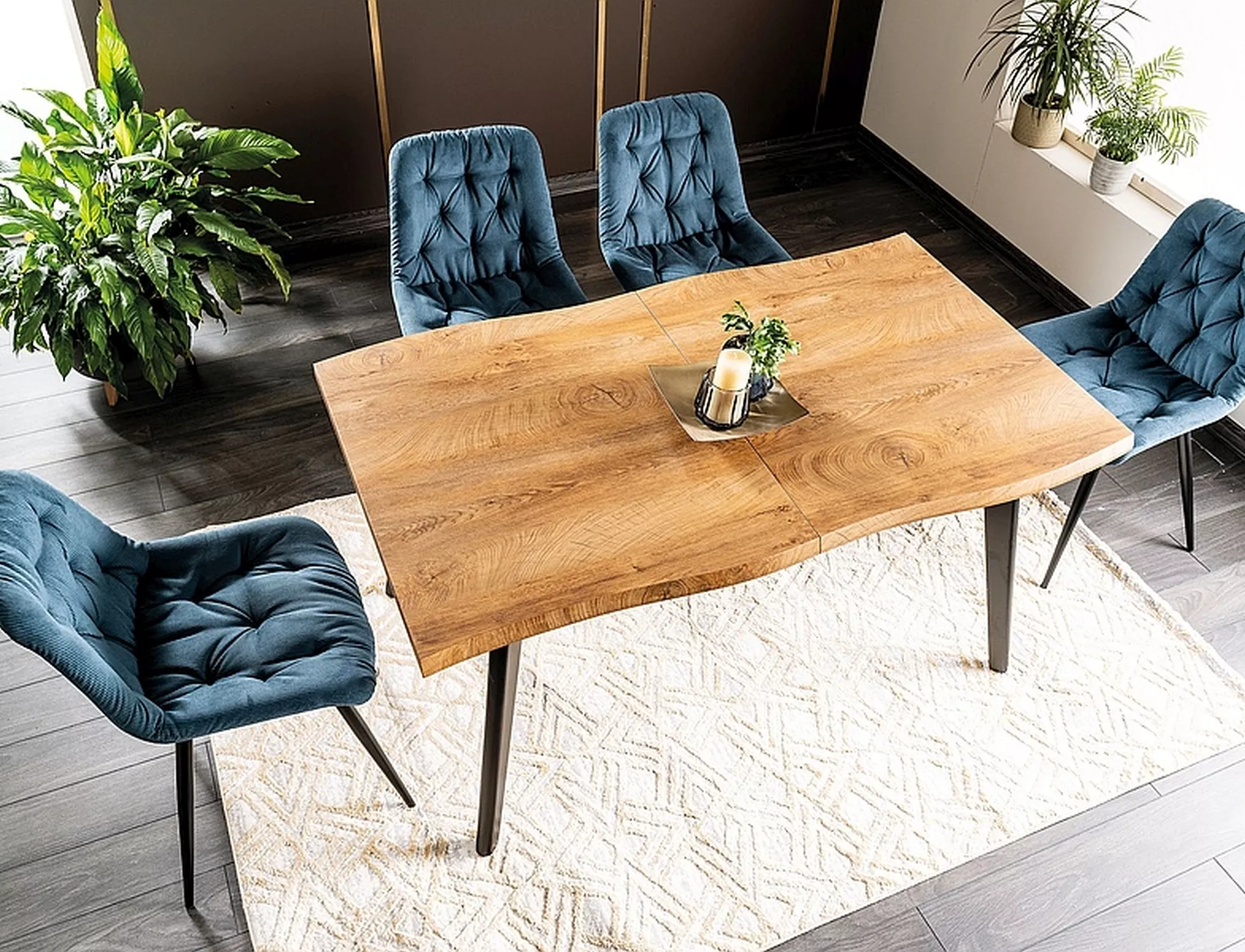 Jedálenský stôl FRESNO, dub artisan/čierny rám 150(210)X90