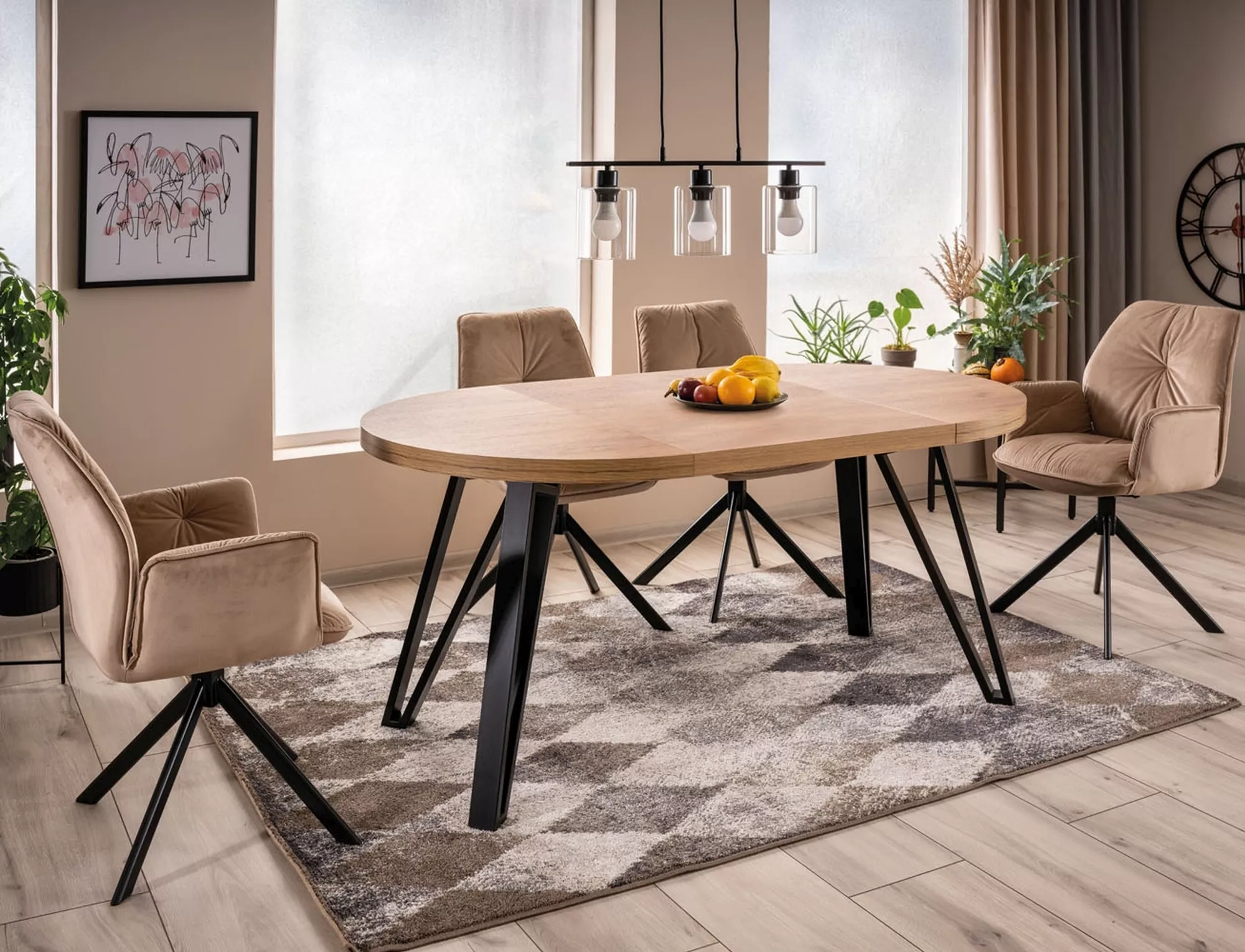 GALAXY jedálenský stôl, artisan dub / čierna FI 100 (100-168)