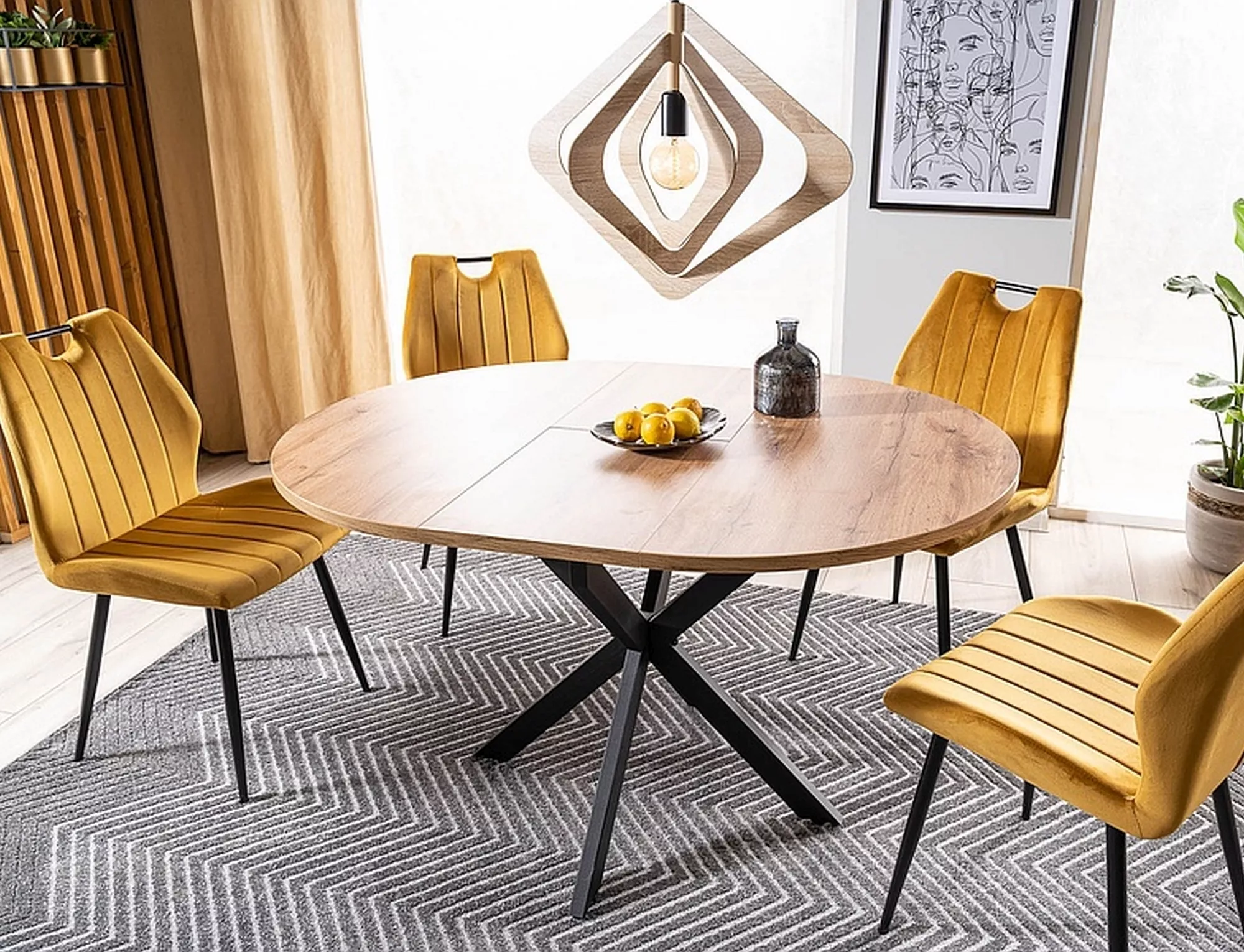 GASTON jedálenský stôl, dub artisan/ČIERNA 100(135)X100 - NA SKLADE!