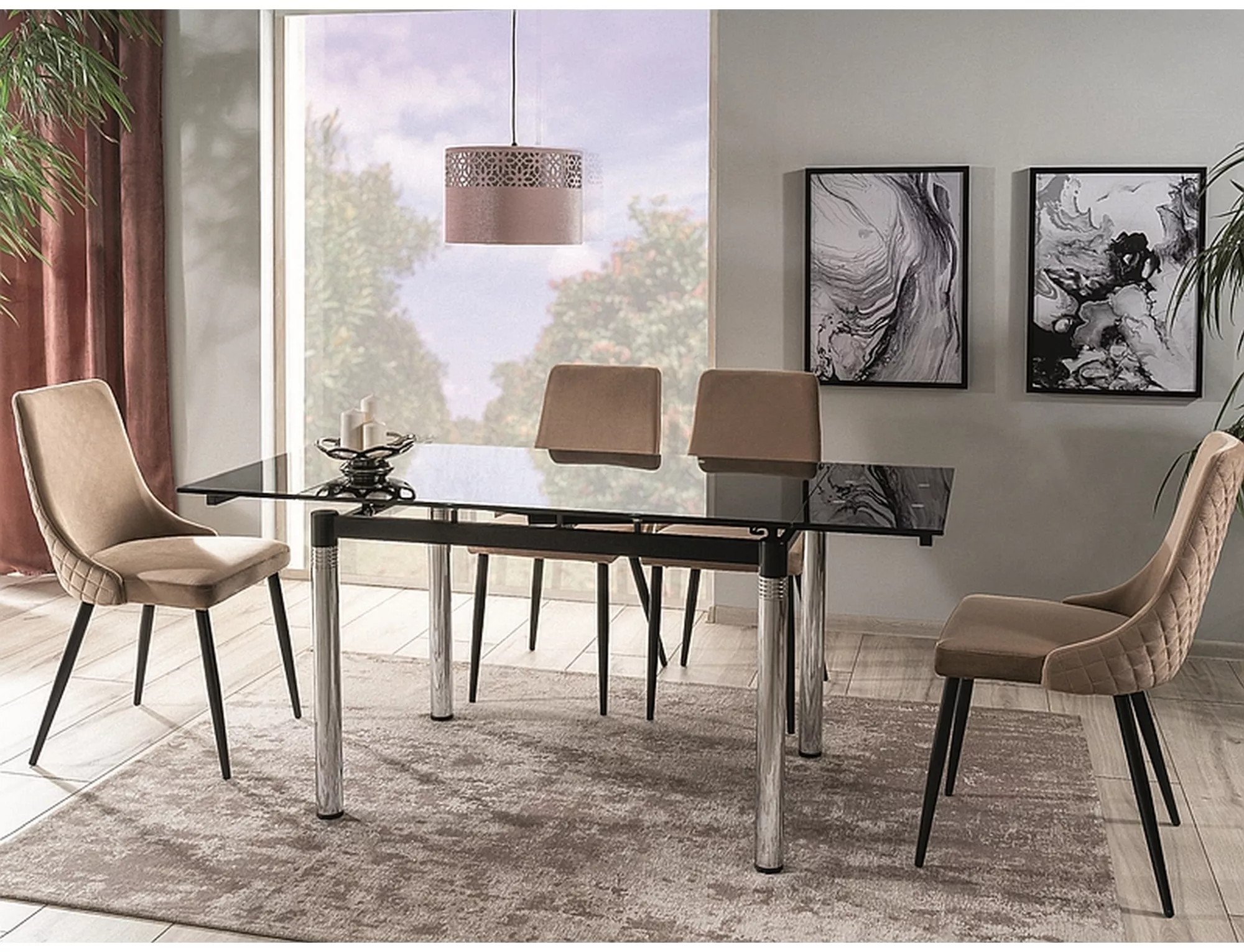 Jedálenská stolička PIANO B VELVET čierna konštrukcia/béžová BLUVEL 28