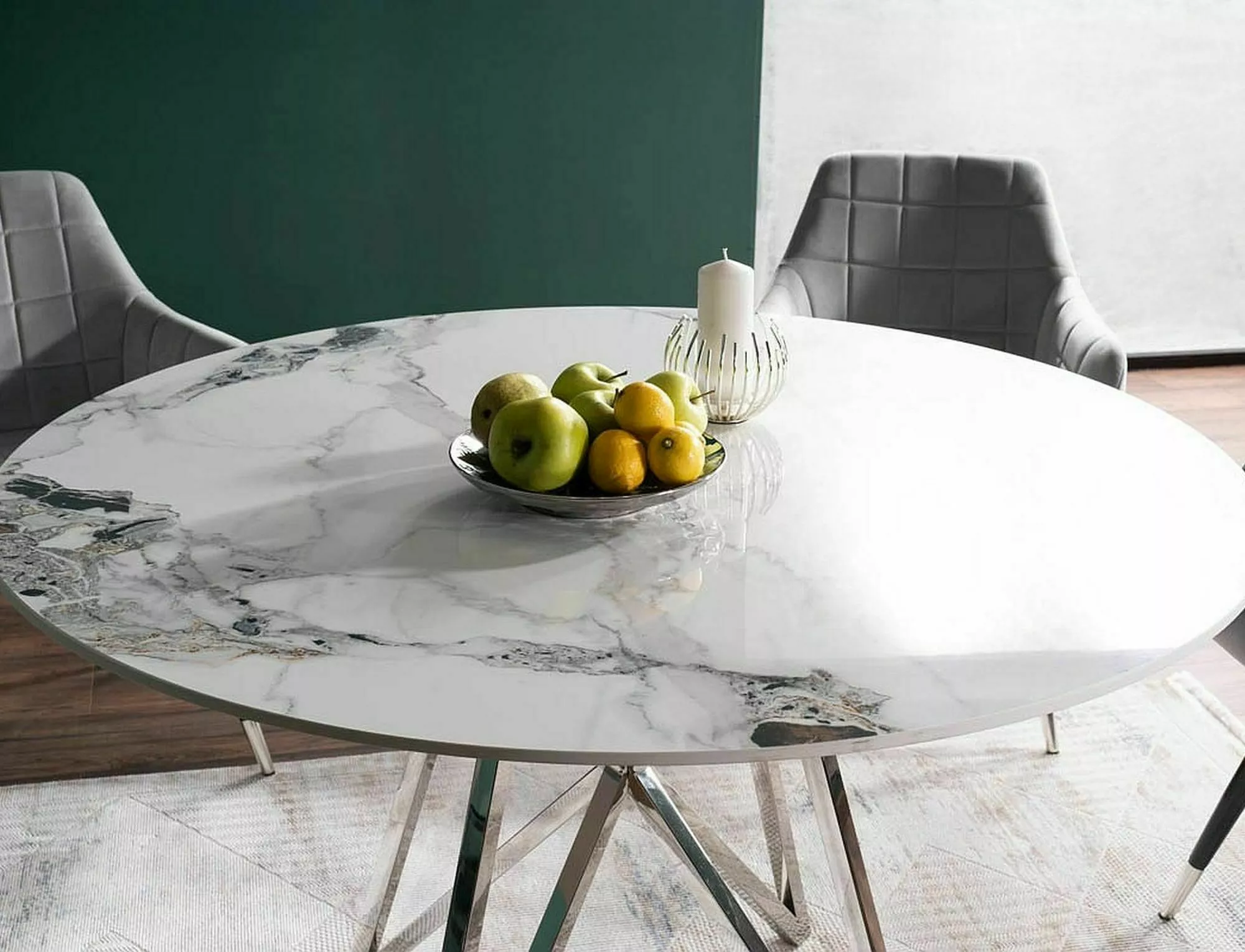 Jedálenský stôl MURANO BIELY/CHROMOVÝ RÁM FI120