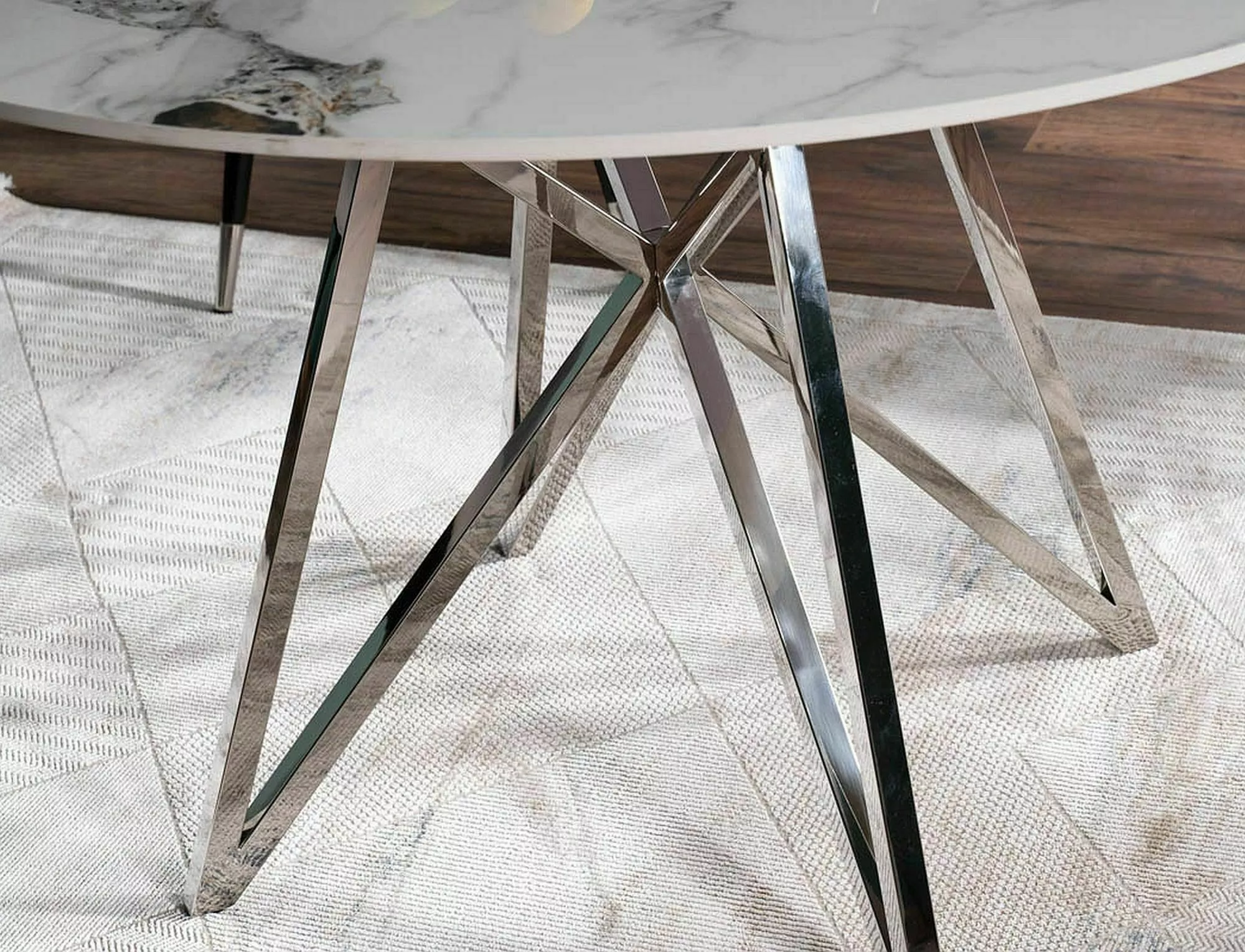 Jedálenský stôl MURANO BIELY/CHROMOVÝ RÁM FI120