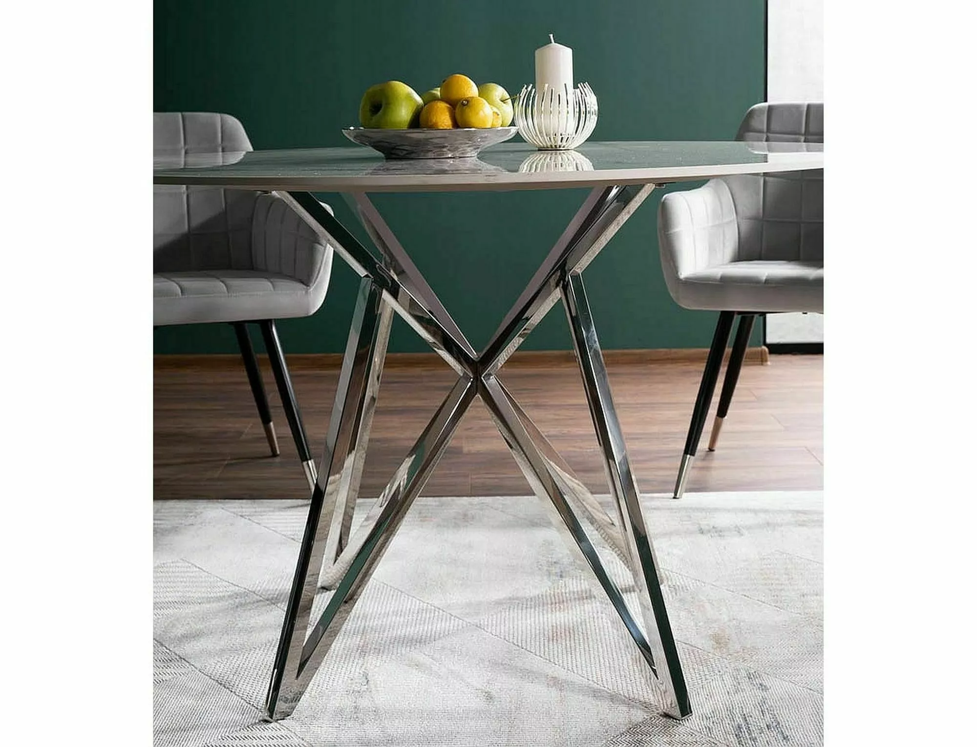 Jedálenský stôl MURANO BIELY/CHROMOVÝ RÁM FI120