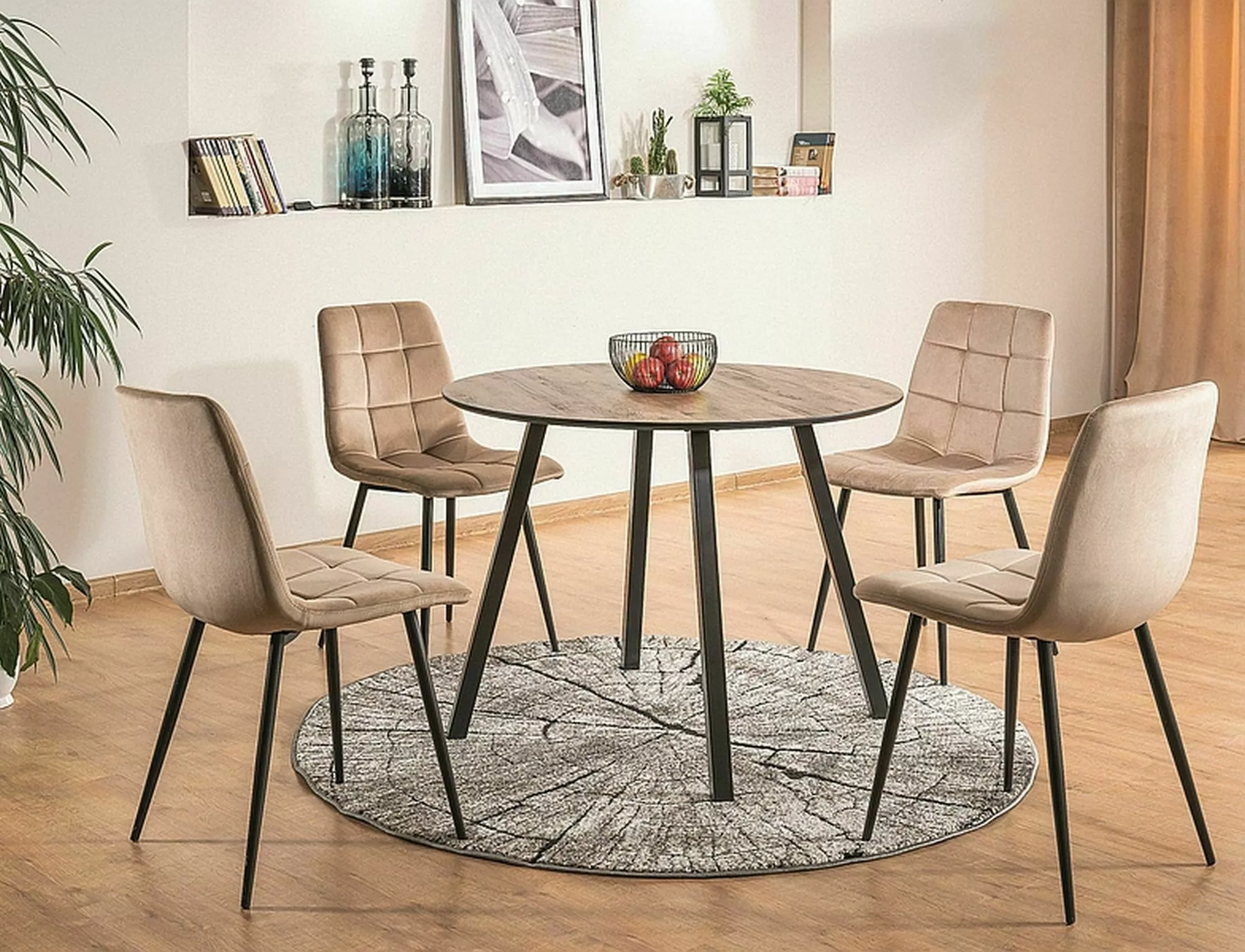 Jedálenská stolička MILA VELVET čierna konštrukcia/béžová BLUVEL 28 - NA SKLADE!