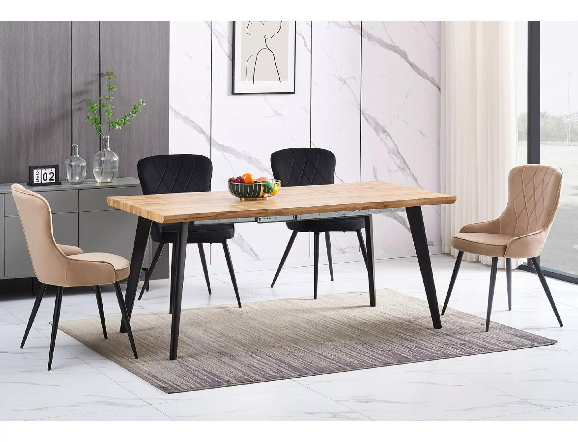 LOTUS VELVET jedálenská stolička čierny rám/BÉŽOVÁ BLUVEL 28