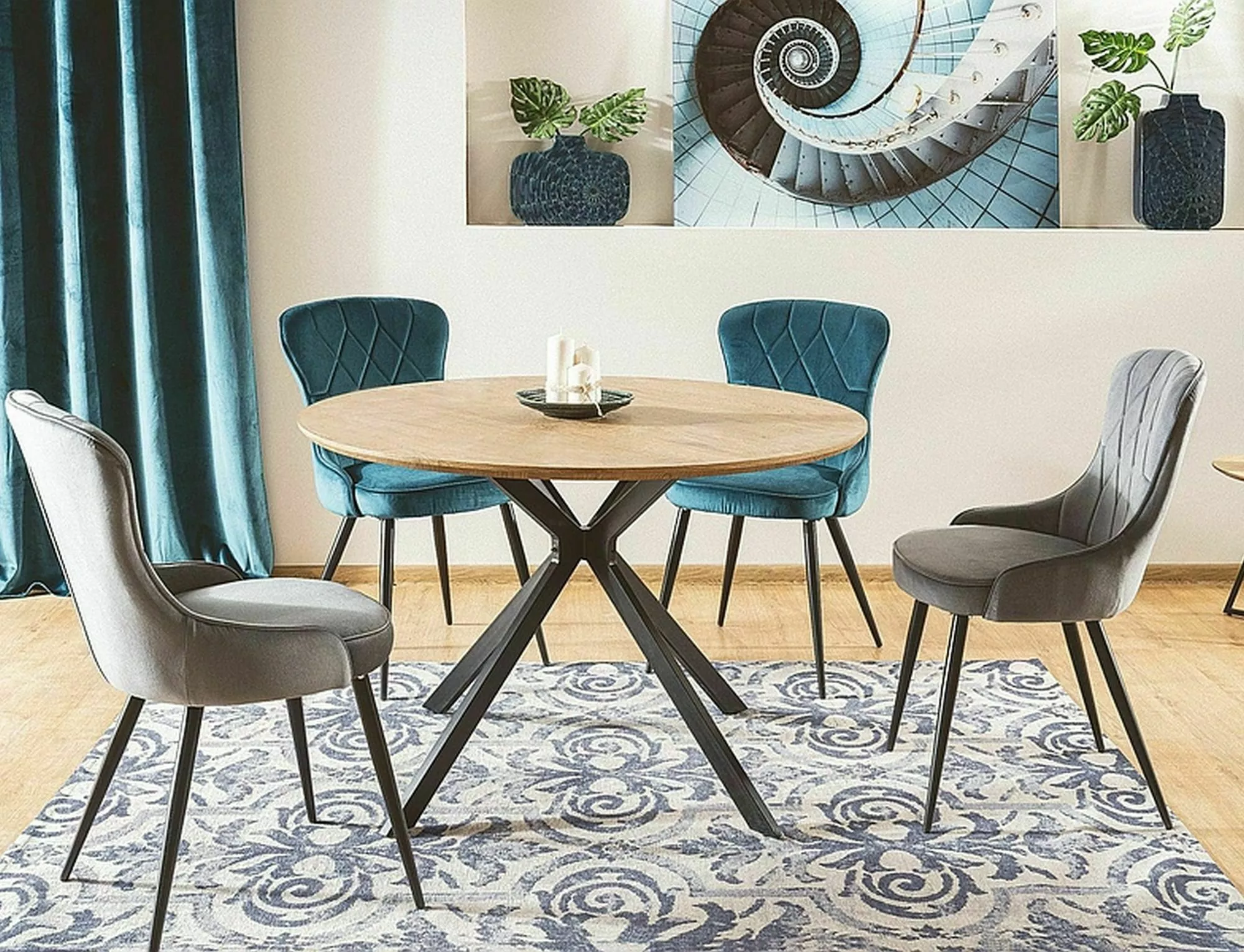 Jedálenská stolička LOTUS VELVET čierna konštrukcia/šedá BLUVEL 14