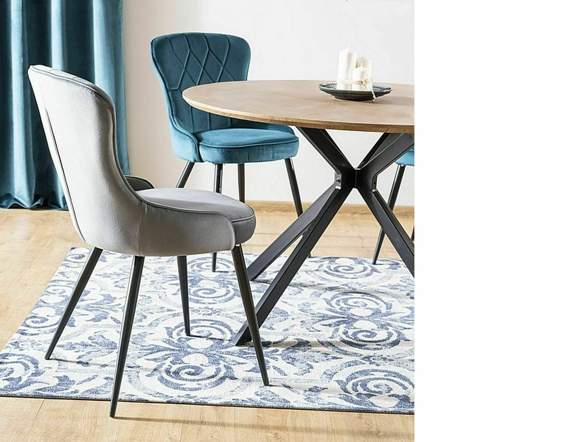 Jedálenská stolička LOTUS VELVET čierna konštrukcia/šedá BLUVEL 14