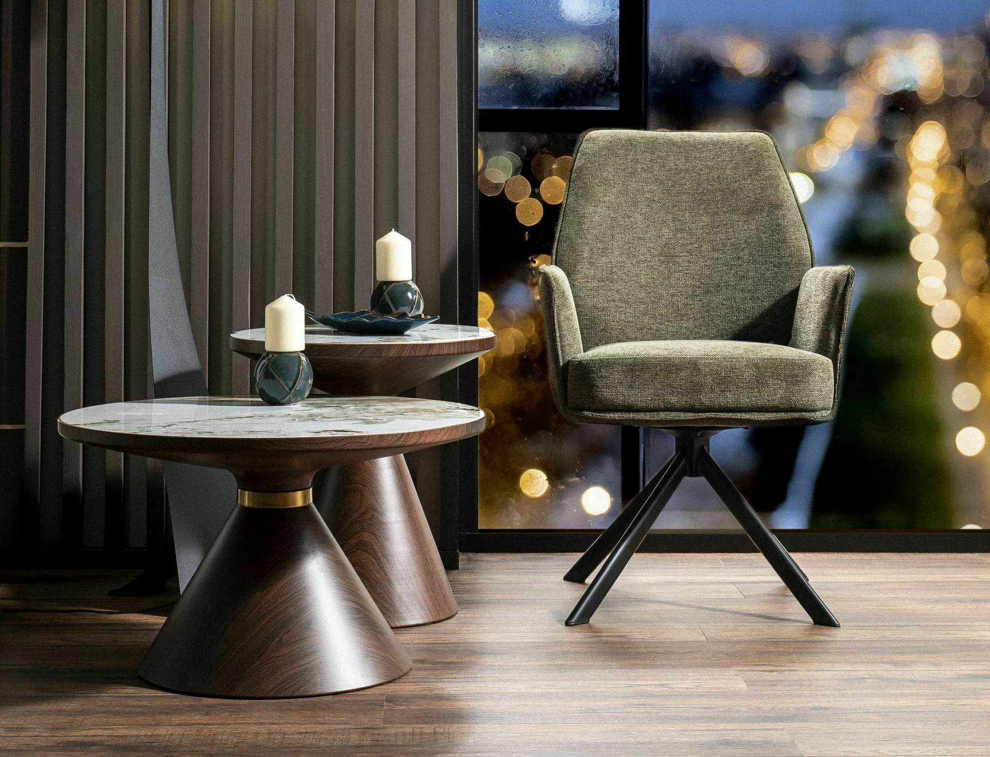 NAPA A konferenčný stolík, pr. 70cm, biela/hnedá