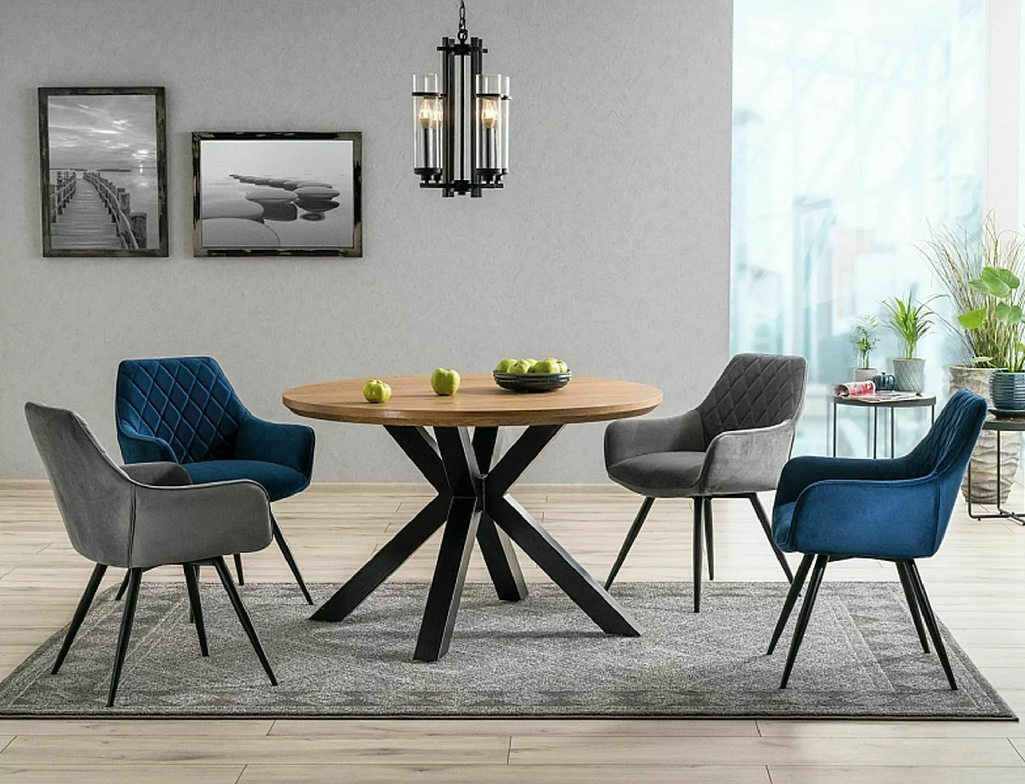 LINEA VELVET jedálenská stolička, ČIERNY RÁM/SIVÁ BLUVEL 14