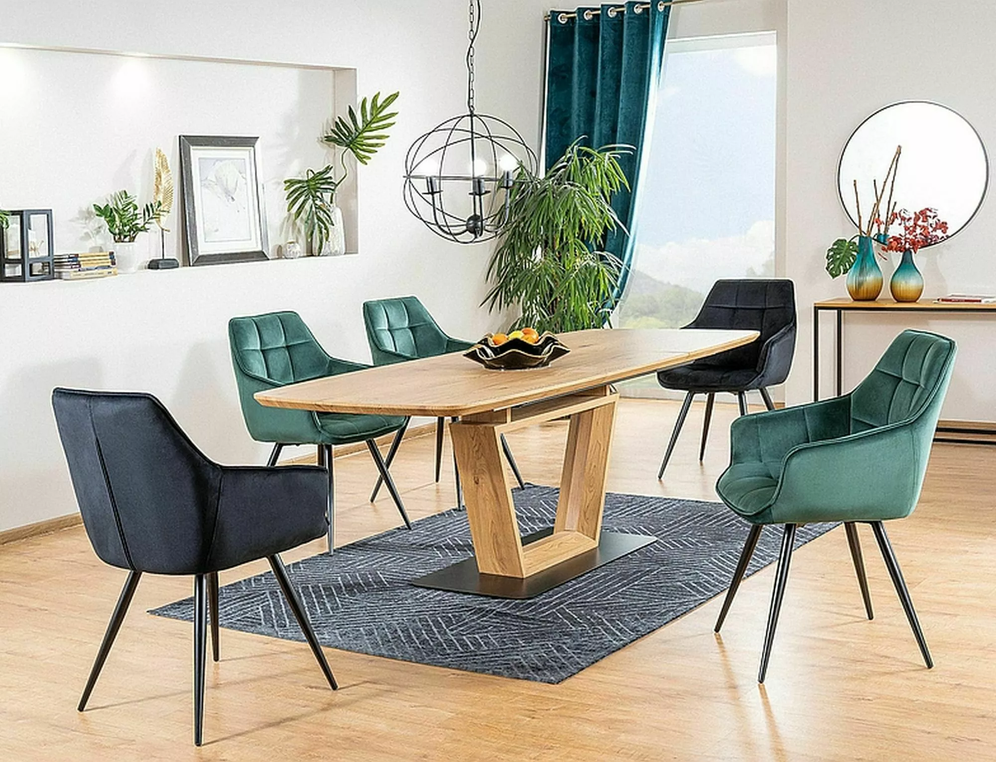 Jedálenská stolička LILIA VELVET čierna konštrukcia/zelená BLUVEL78