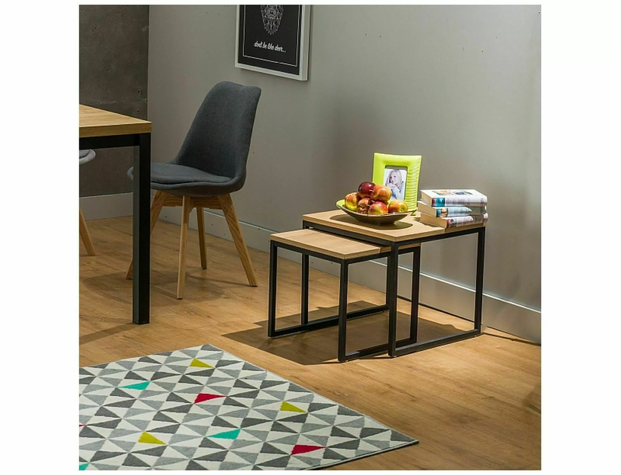 Set konferenčných stolíkov LARGO DUO, dub/ČIERNA