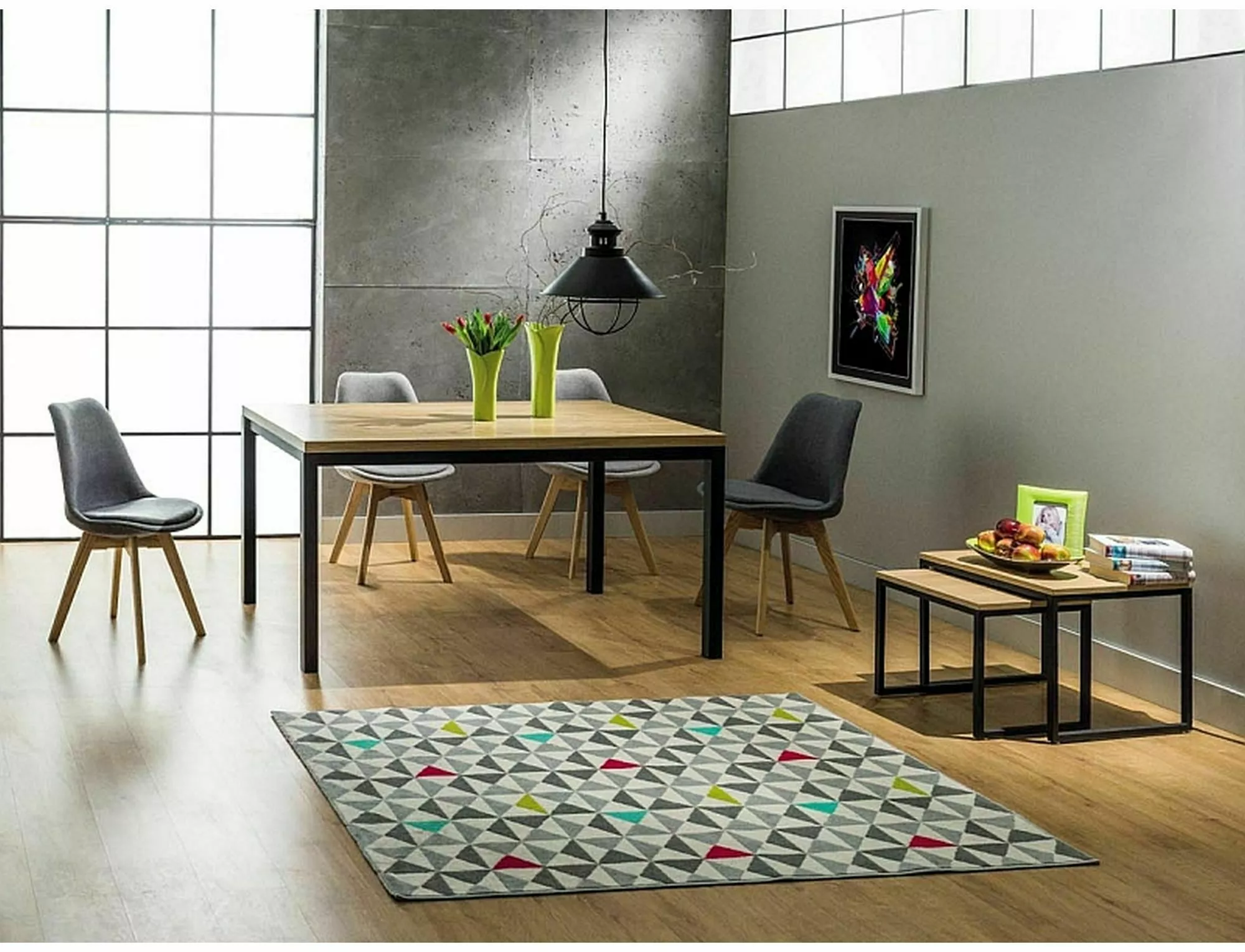 Set konferenčných stolíkov LARGO DUO, dub/ČIERNA