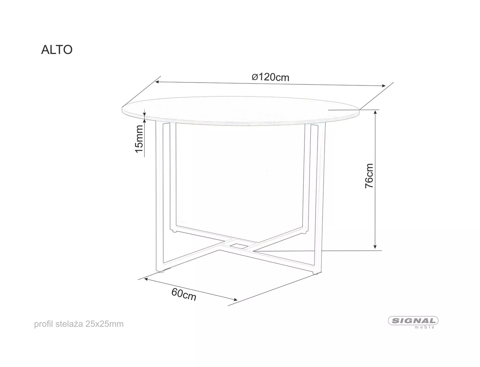 ALTO jedálenský stôl dub/ČIERNA FI120