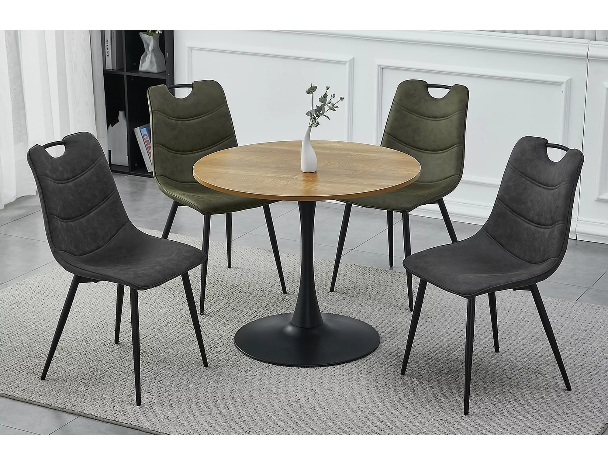 AMADEO II jedálenský stôl dub/MAT ČIERNA FI 90 - NA SKLADE!