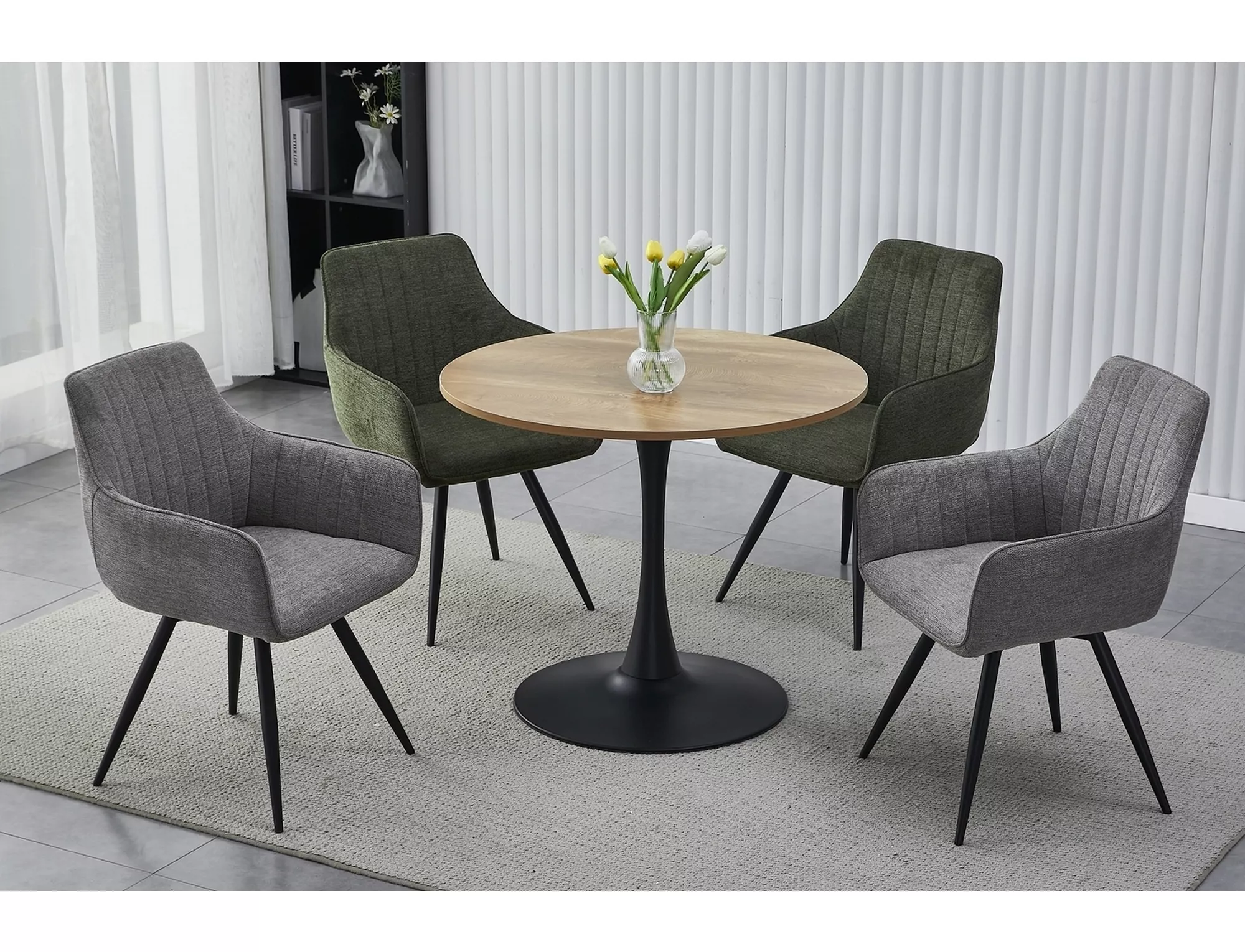 AMADEO II jedálenský stôl dub/MAT ČIERNA FI 90 - NA SKLADE!