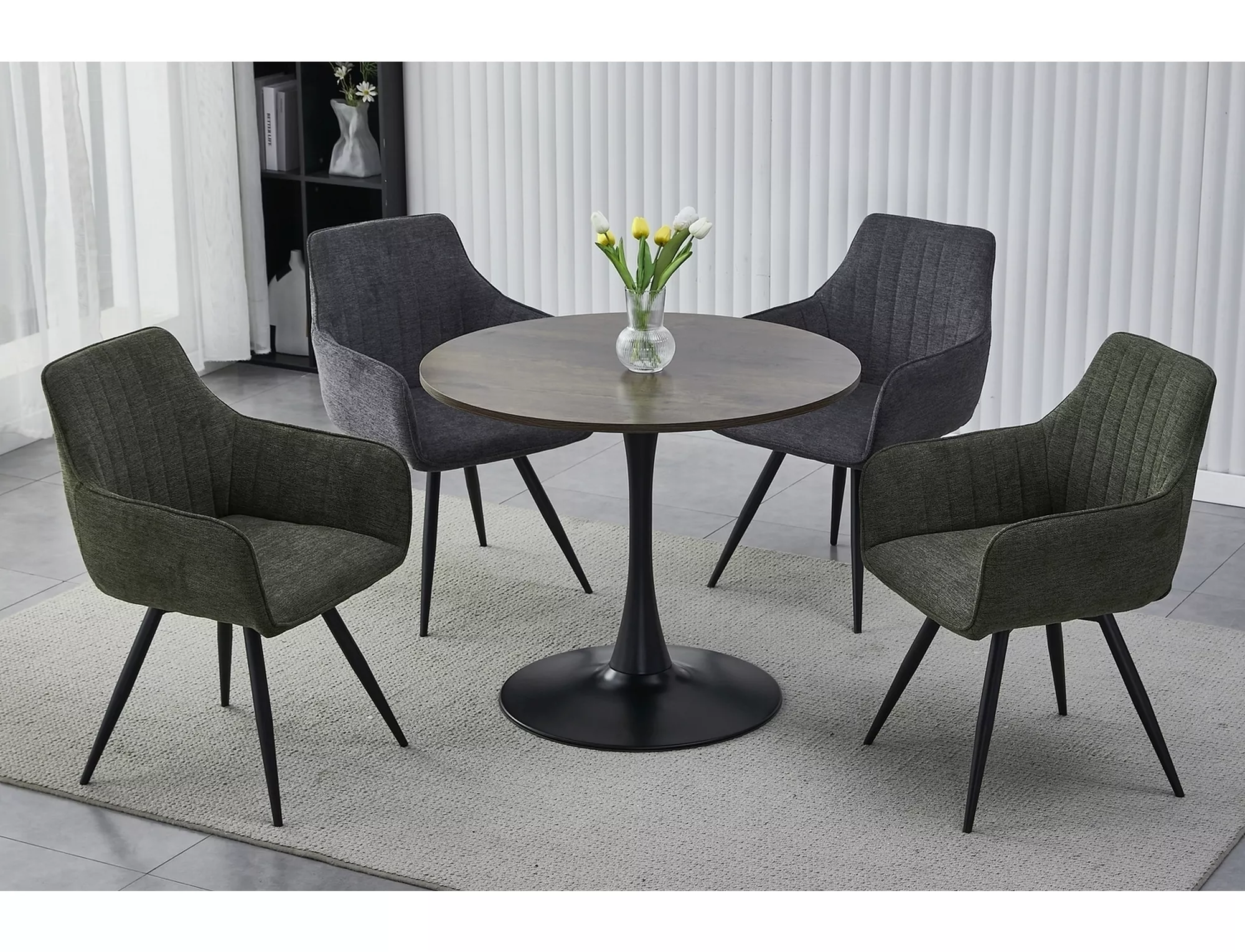 AMADEO II jedálenský stôl orech/MAT ČIERNA FI 90