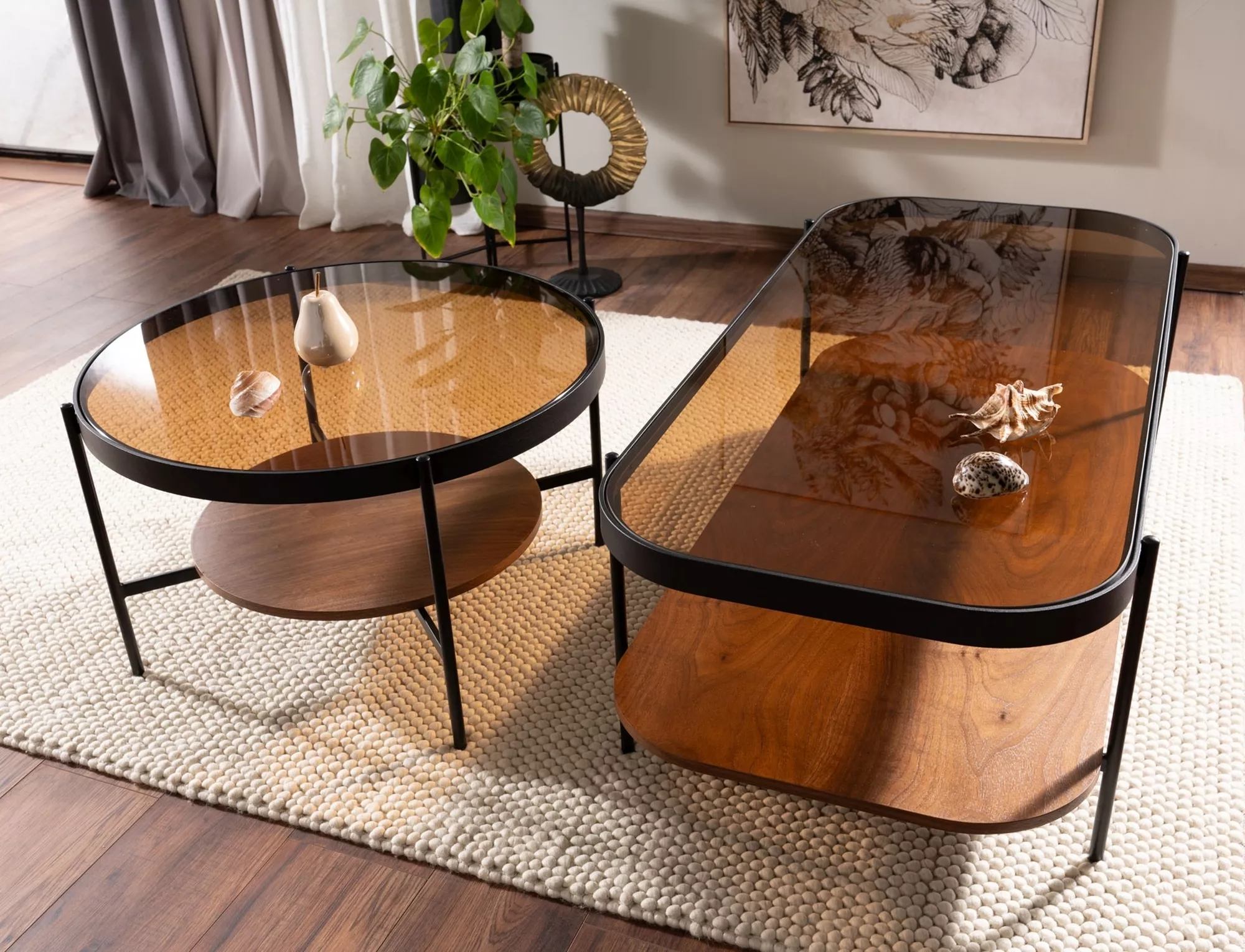 PRIMA B konferenčný stolík JANTAR/ORECH FI 74X43