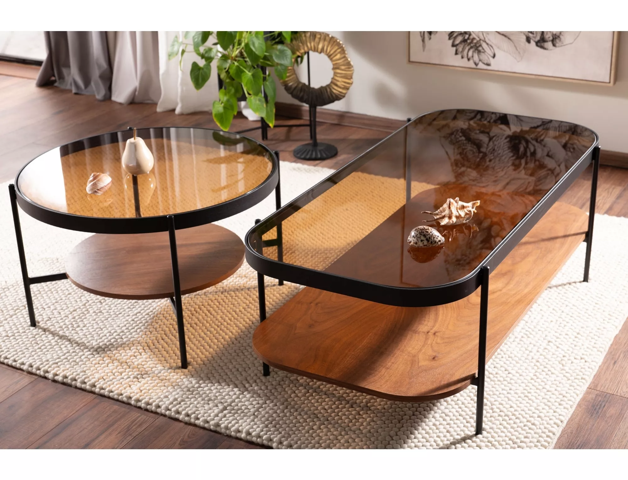 PRIMA B konferenčný stolík JANTAR/ORECH FI 74X43