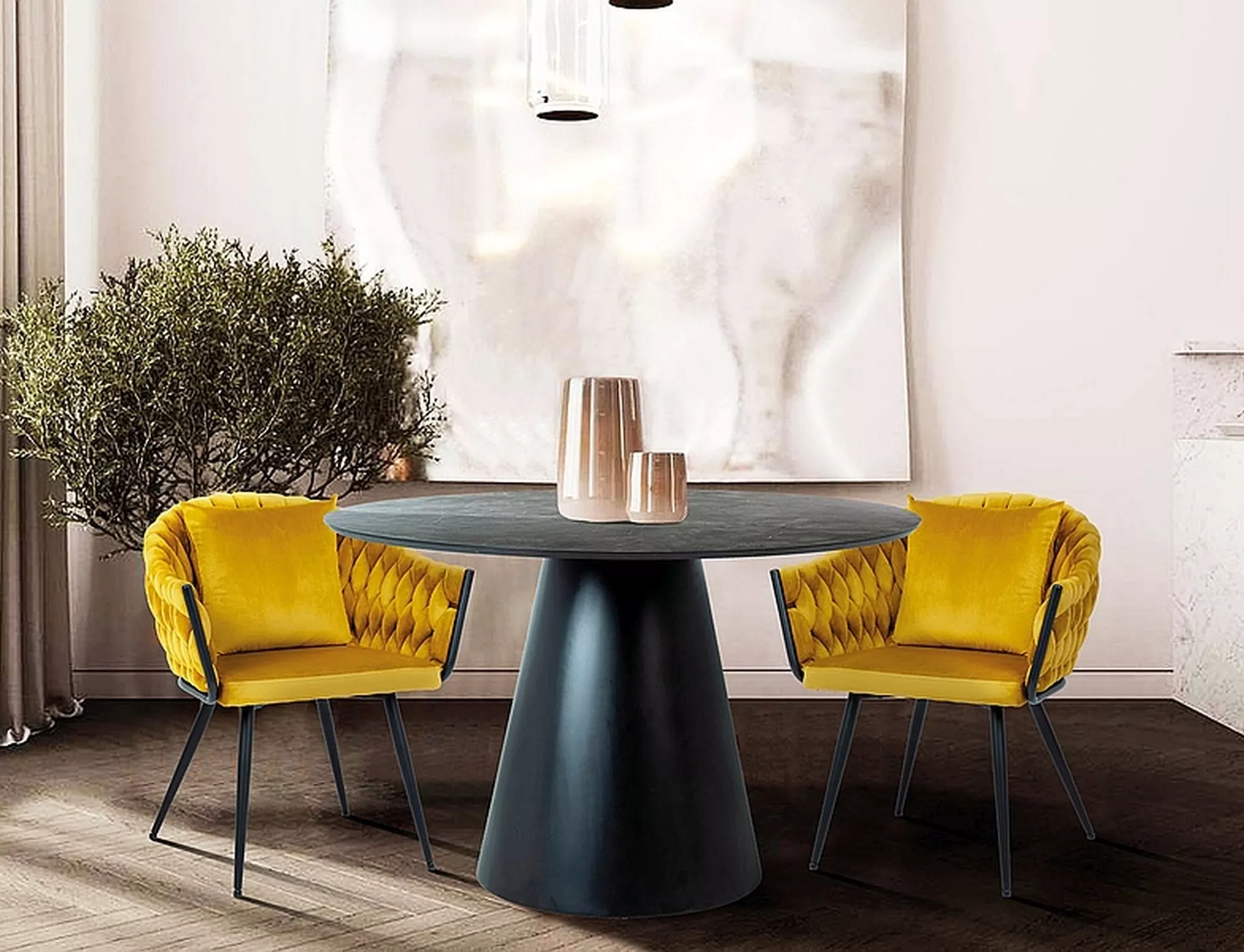 ANGEL jedálenský stôl SIVÁ MRAMOROVÝ EFEKT/MATNÁ ČIERNA FI120