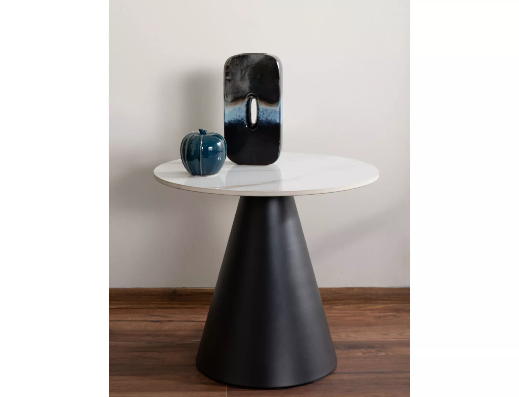 HILL konferenčný stolík pr.50 cm, biela/čierna