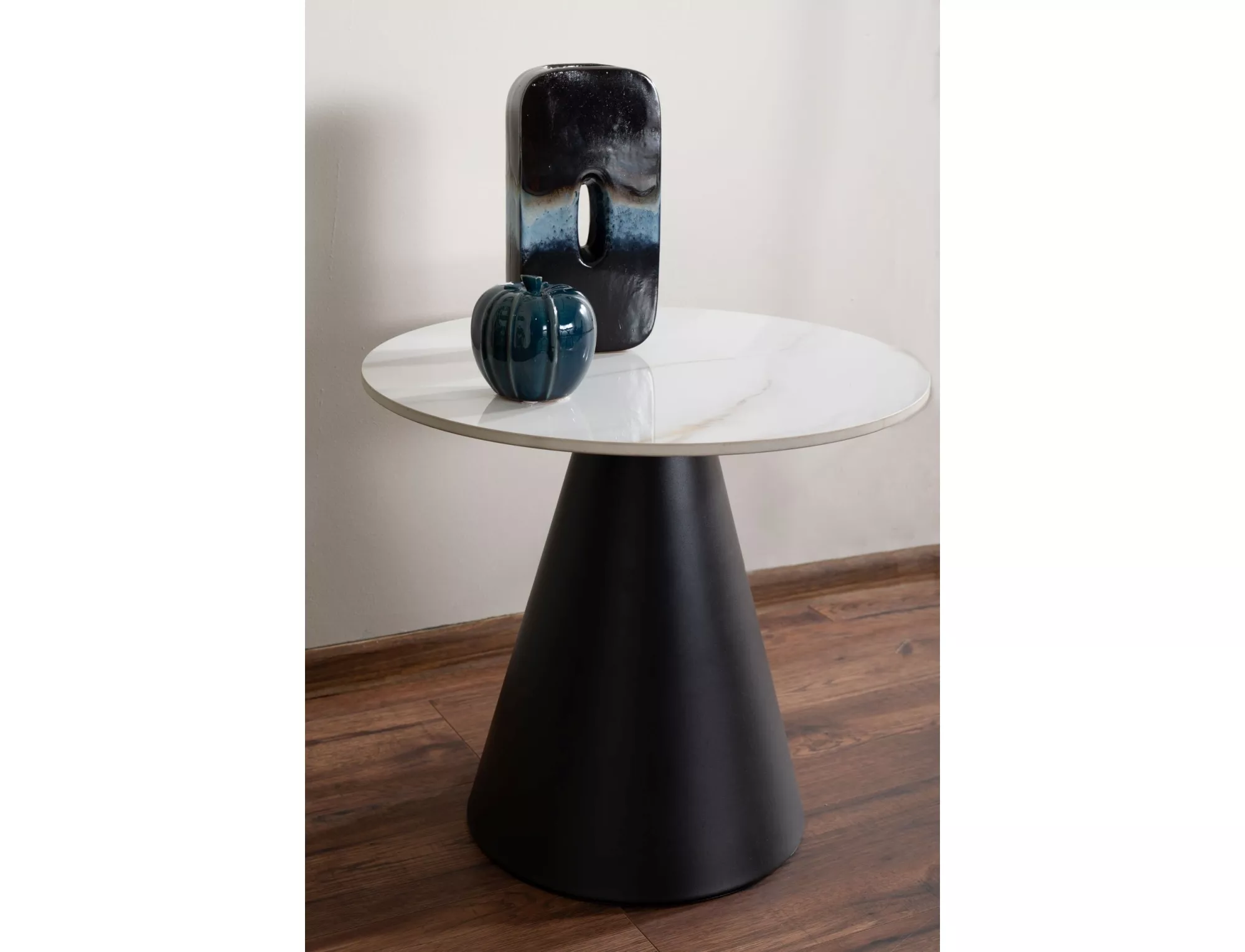 HILL konferenčný stolík pr.50 cm, biela/čierna