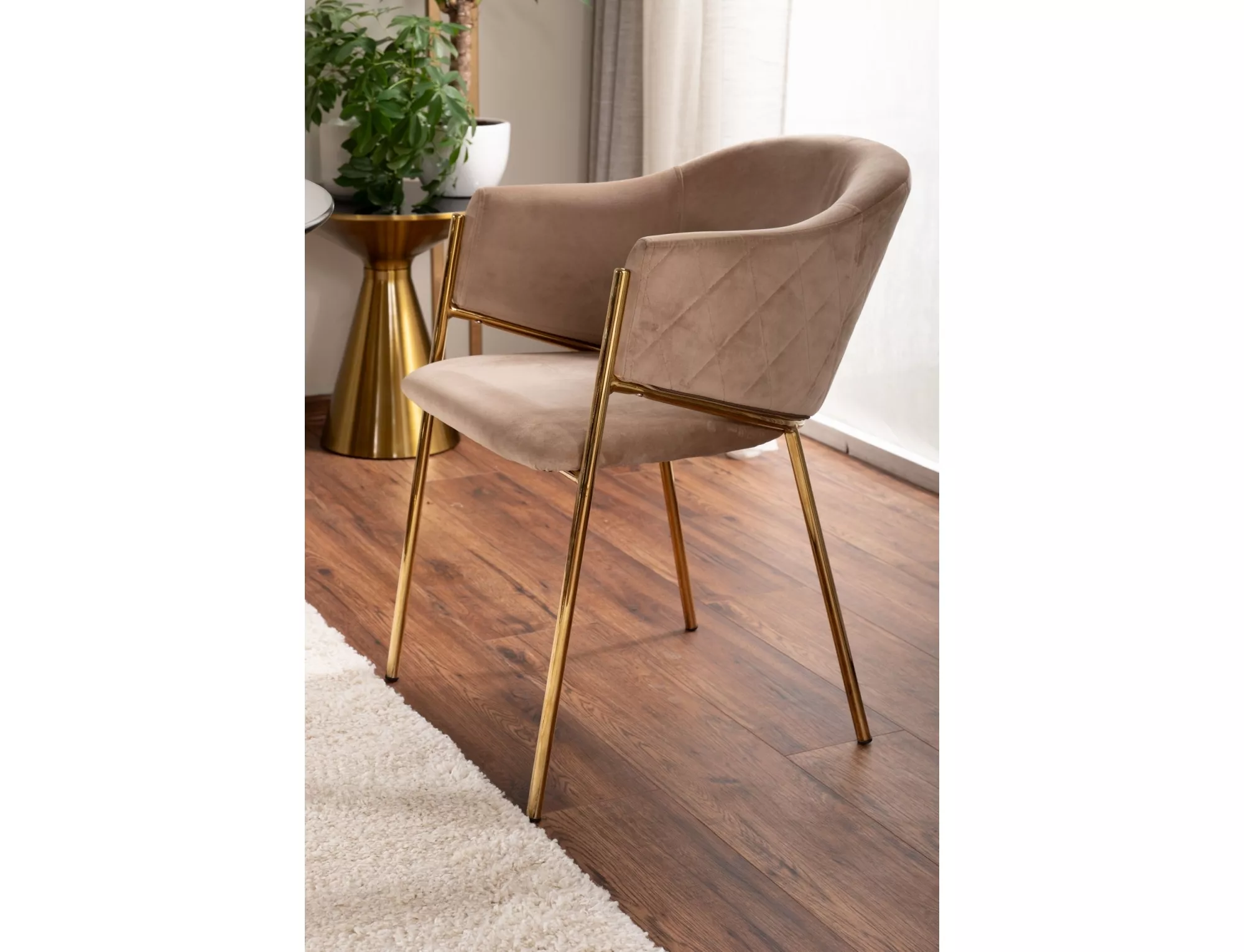 BONO VELVET stolička, BLUVEL 28 béžová/ nohy zlaté