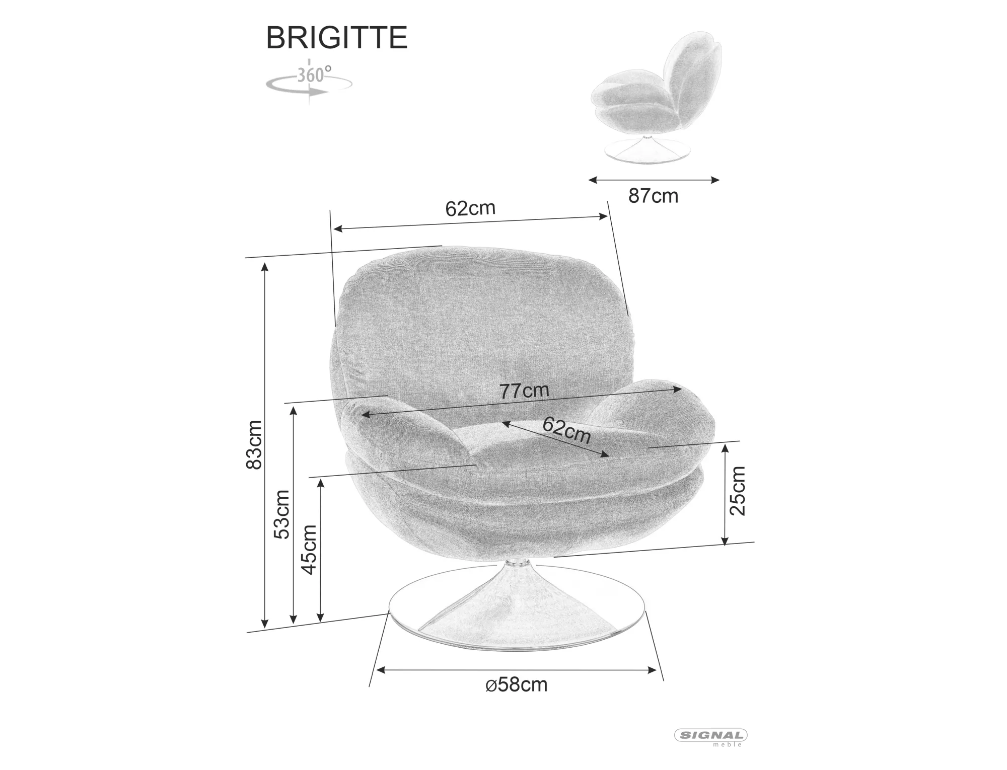BRIGITTE BREGO kreslo, curry 68/chróm