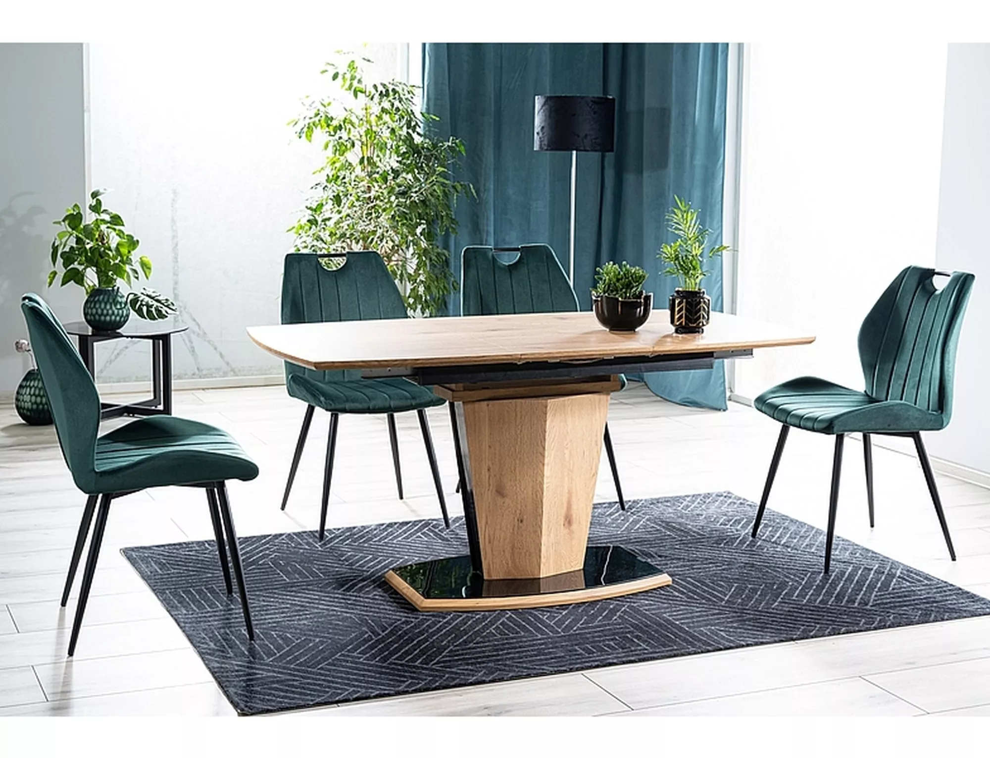 Jedálenská stolička ARCO VELVET čierna konštrukcia / zelená BLUVEL78