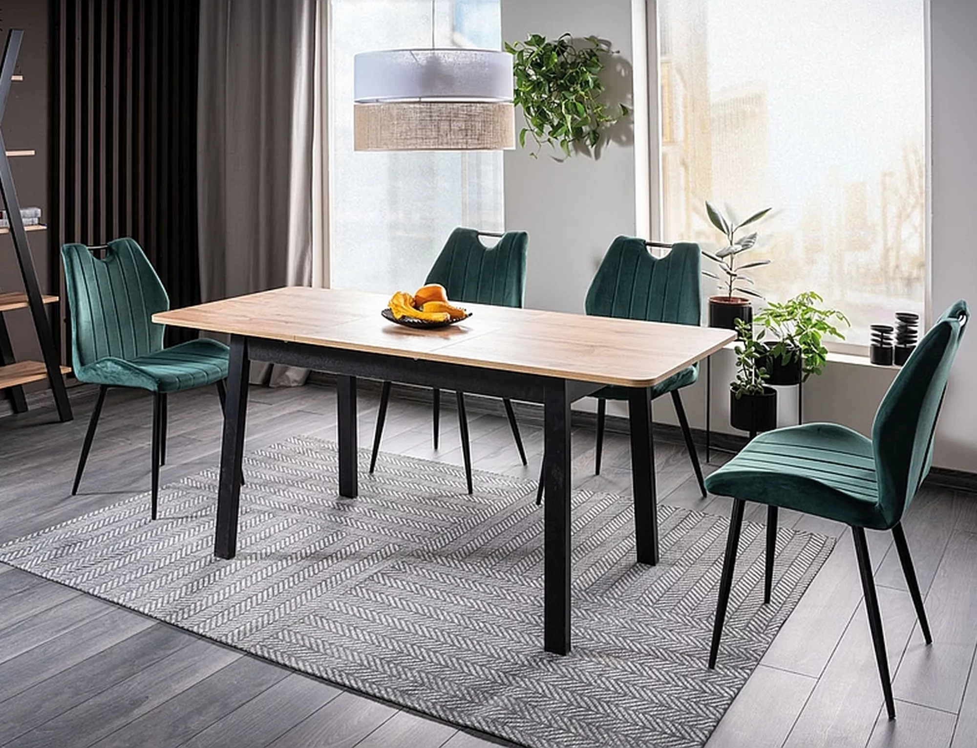 Jedálenská stolička ARCO VELVET čierna konštrukcia / zelená BLUVEL78