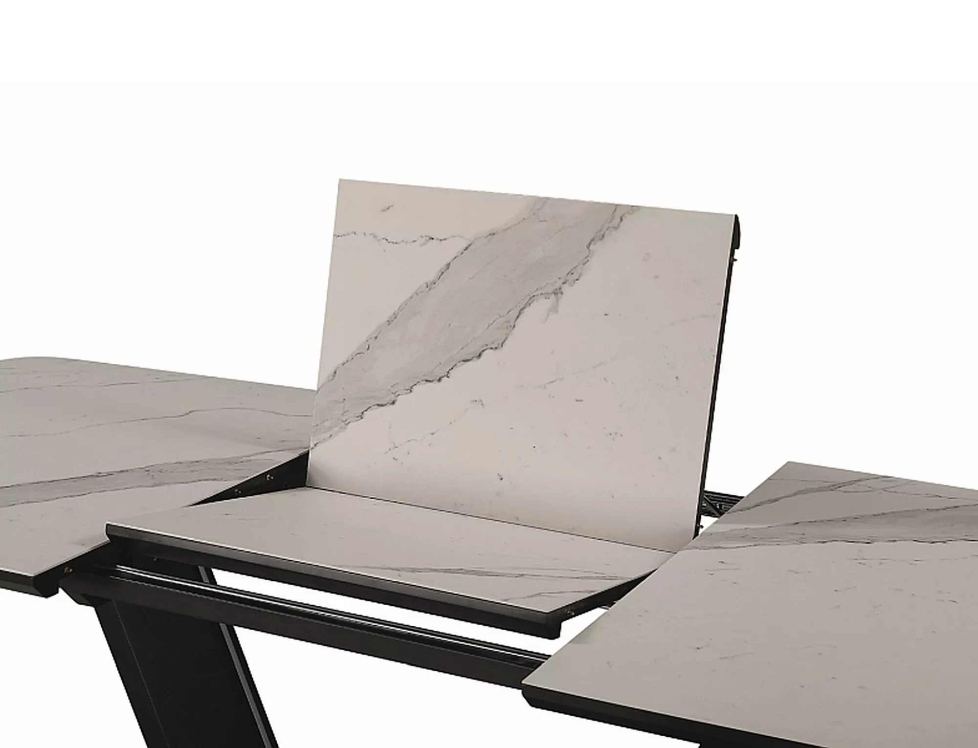 ARMANI CERAMIC jedálenský stôl BIELY MRAMOROVÝ EFEKT / MAT ČIERNA 160(220)X90