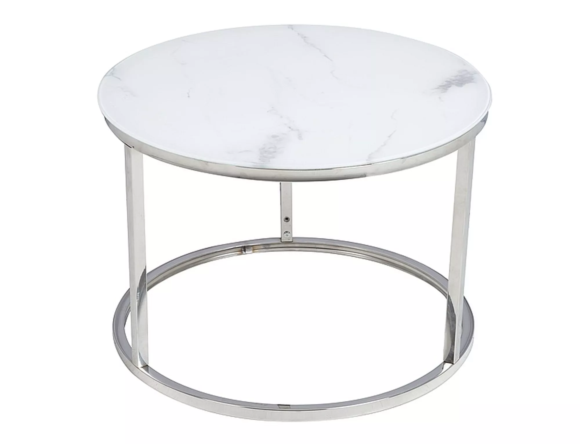 Konferenčný stolík ATLANTA B, EFEKT BIELEHO MRAMORU / SET CHROM