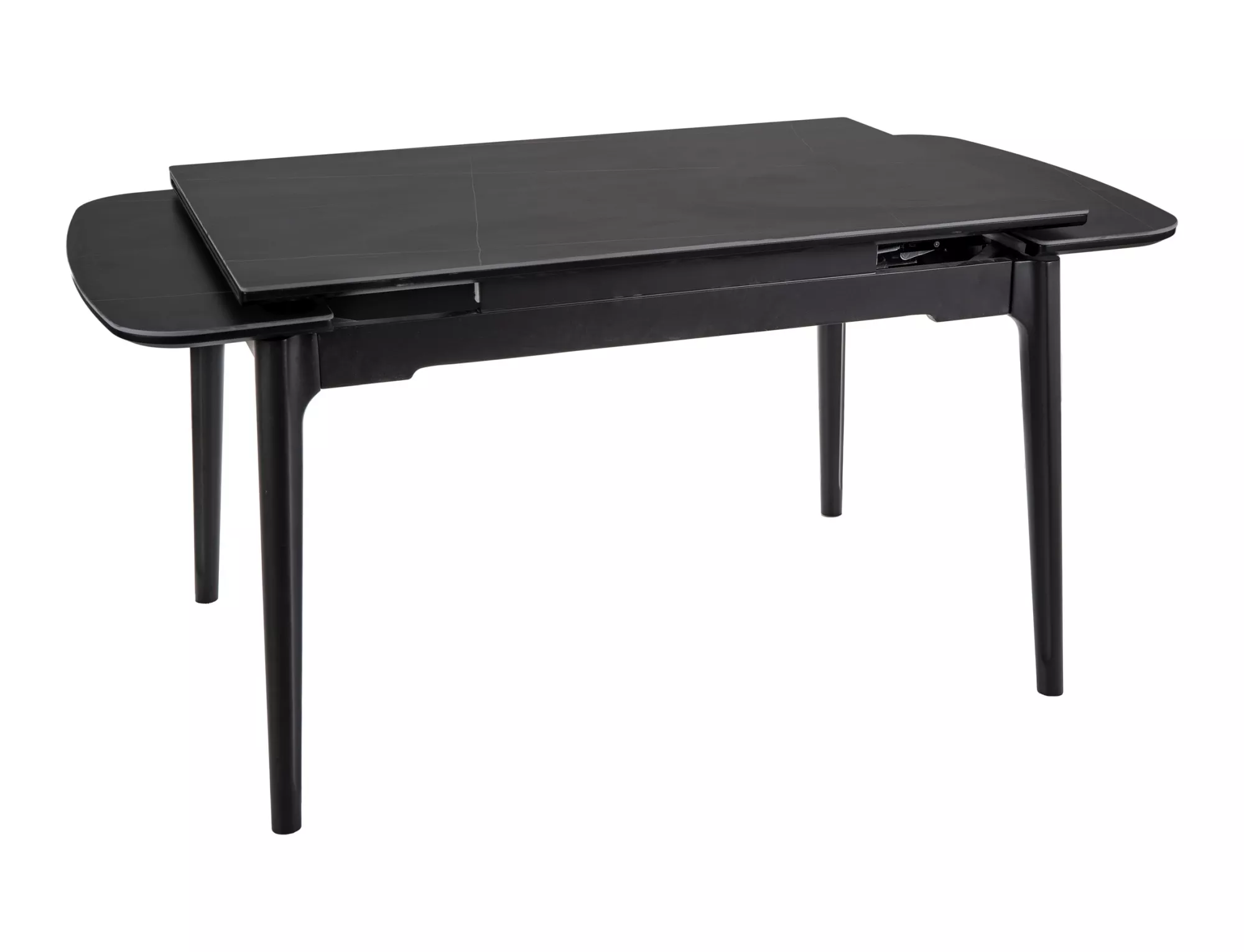 Jedálenský rozkladací stôl Sento, 120-180cm, matná čierna/matná čierna