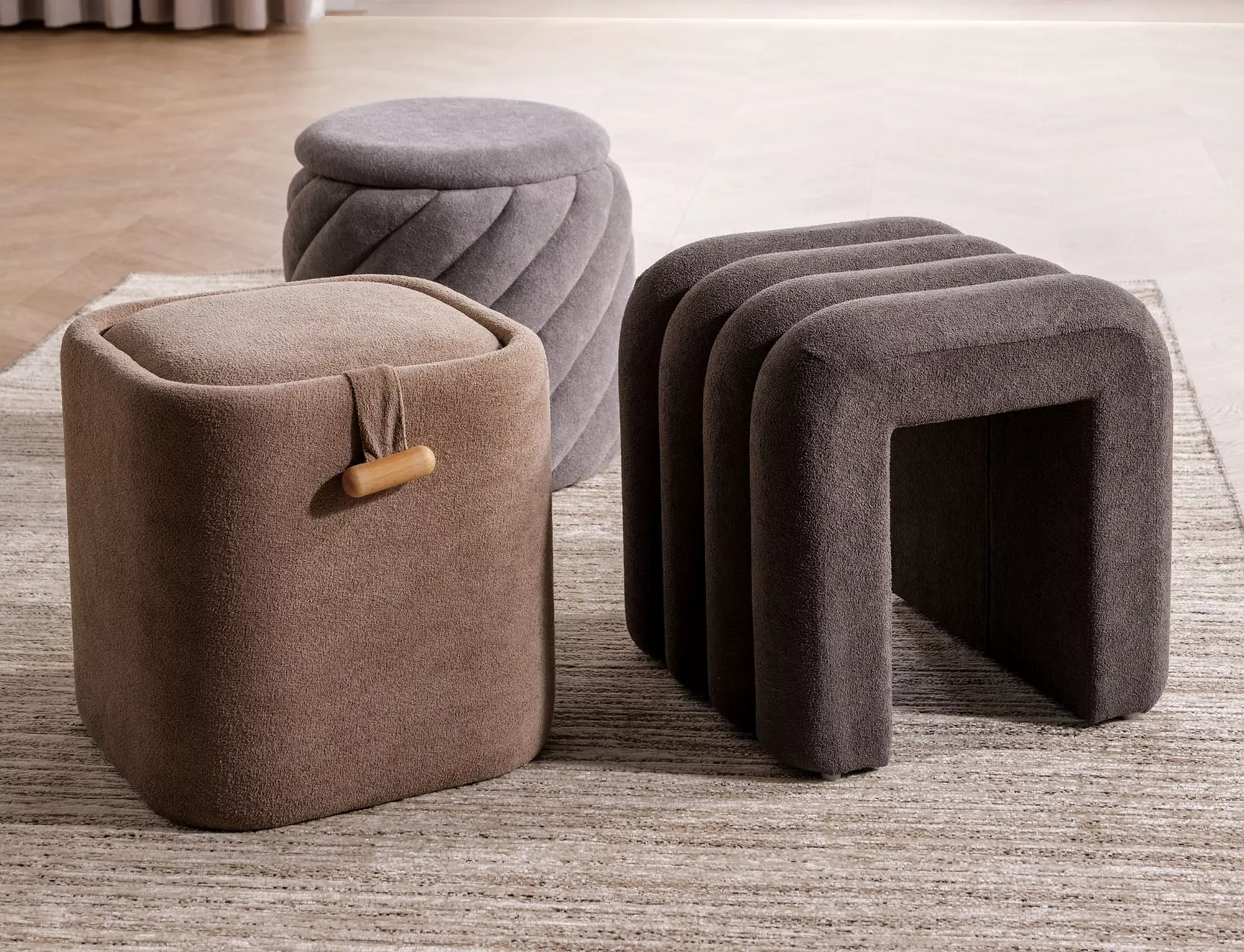 Taburetka Tica,  sivá, čalúnenie