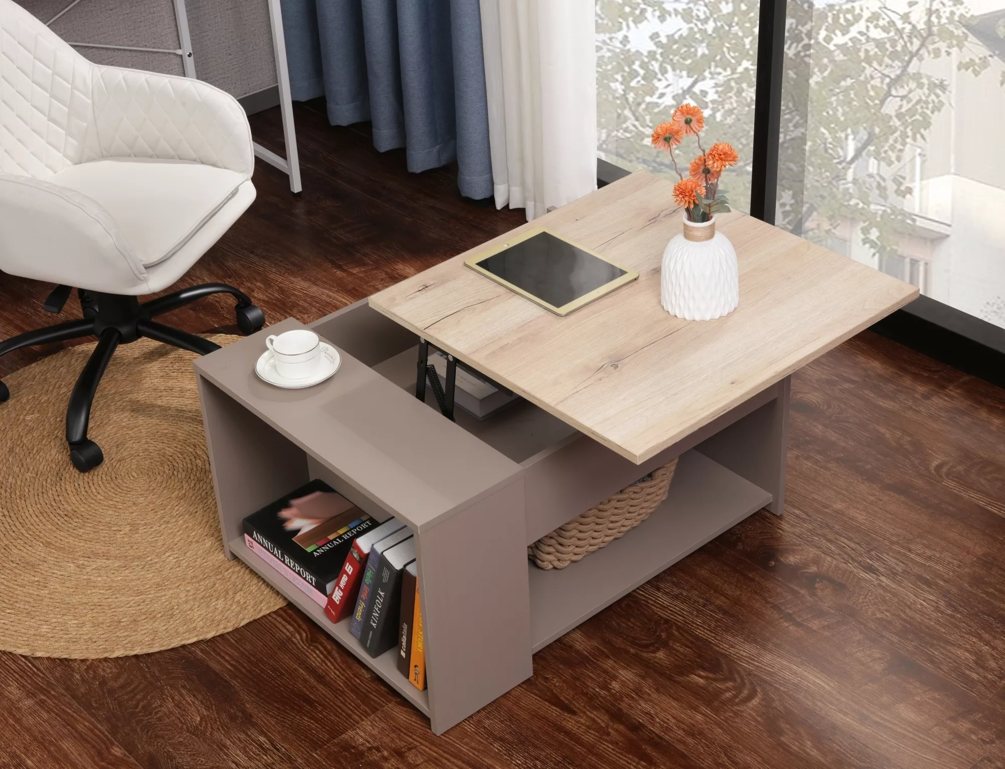 Konferenčný stolík Drop,  alpský dub / béžová