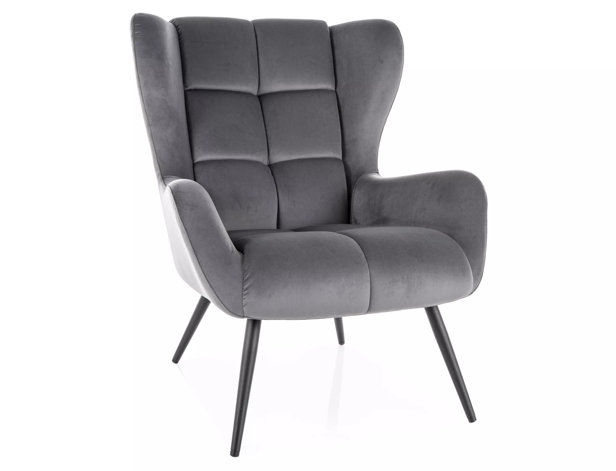 Kreslo Louis Velvet,  sivá / matná čierna