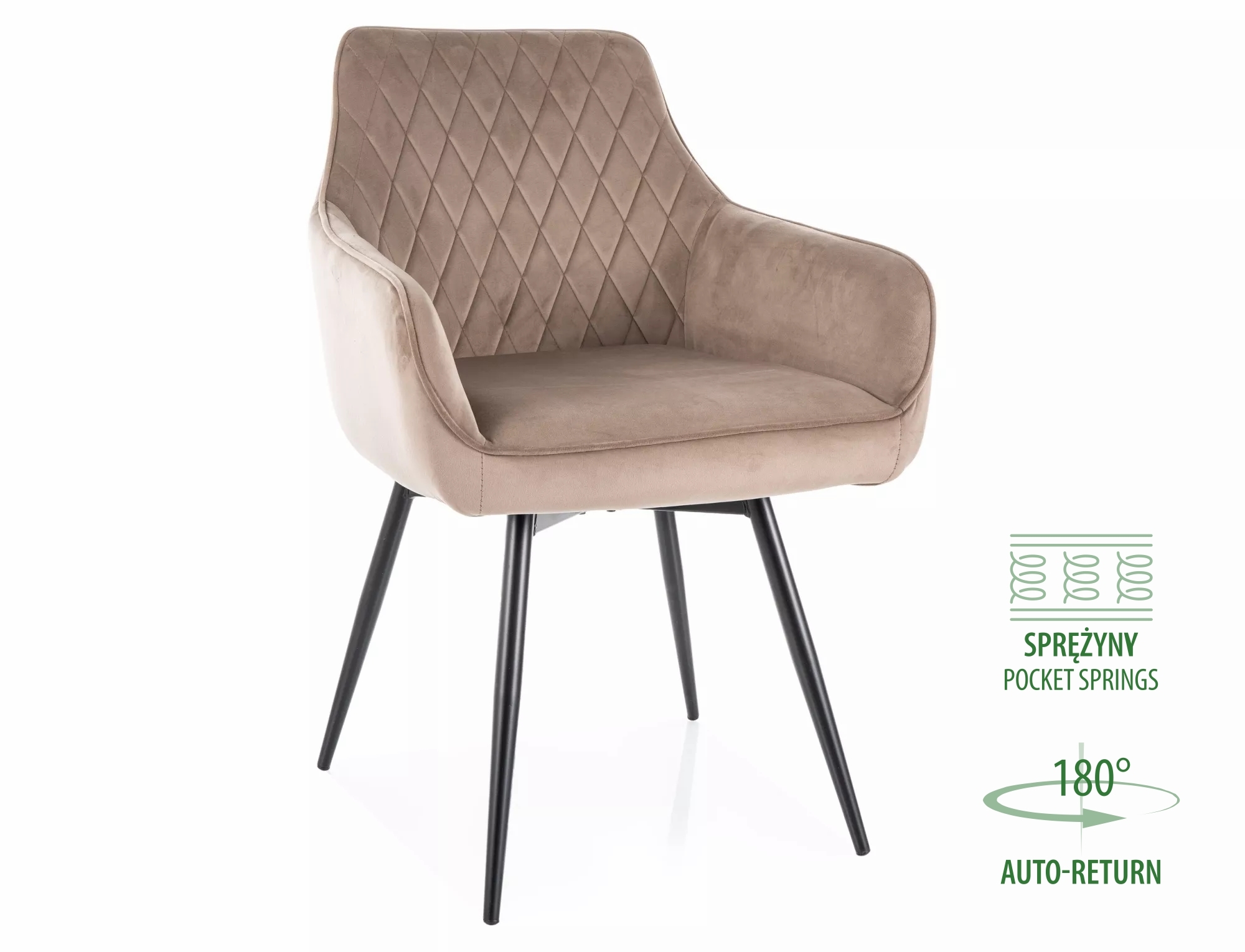 Jedálenská stolička Marlo Velvet,  tmavobéžová / matná čierna