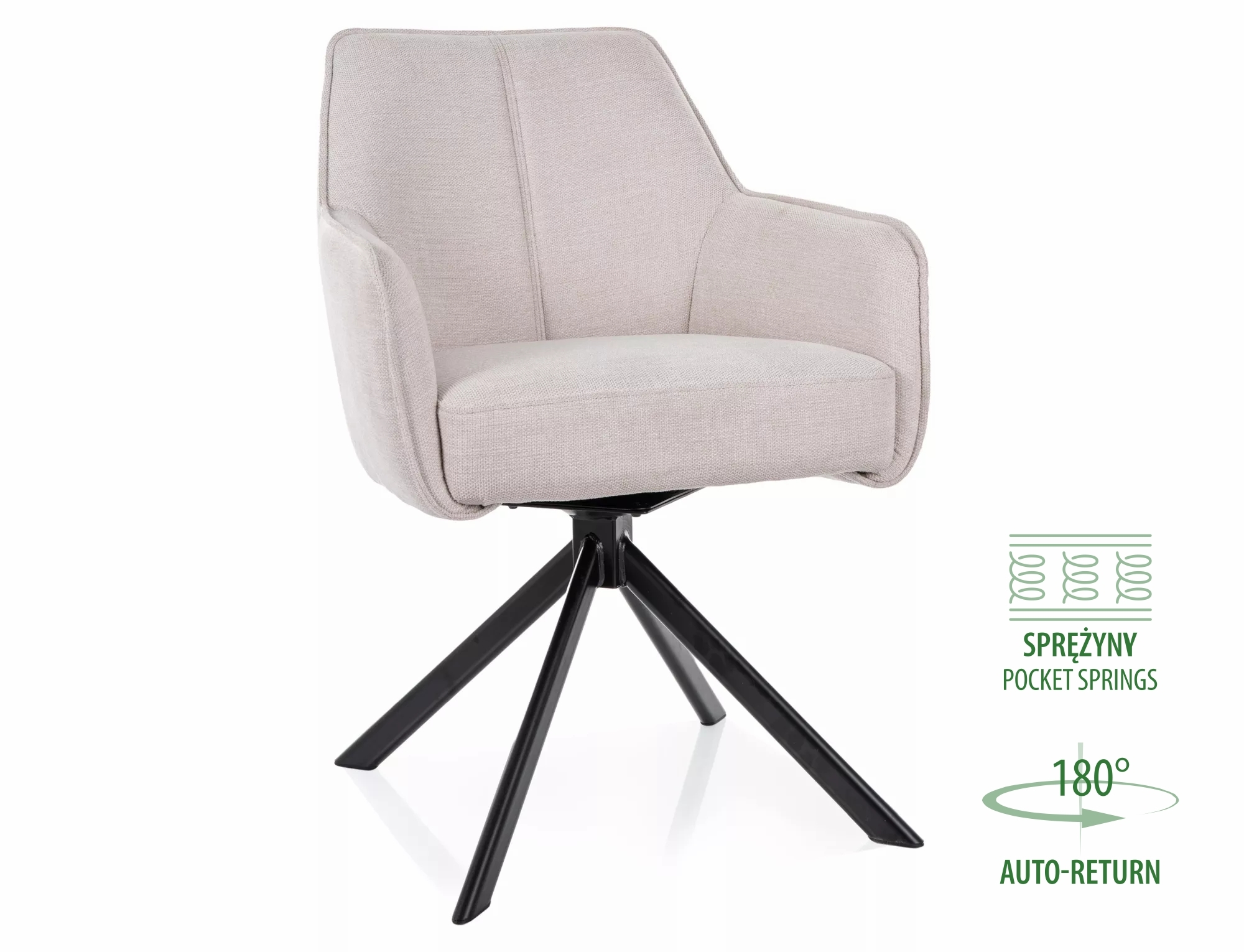 Jedálenská stolička Notti Brego,  svetlobéžová / čierny kov