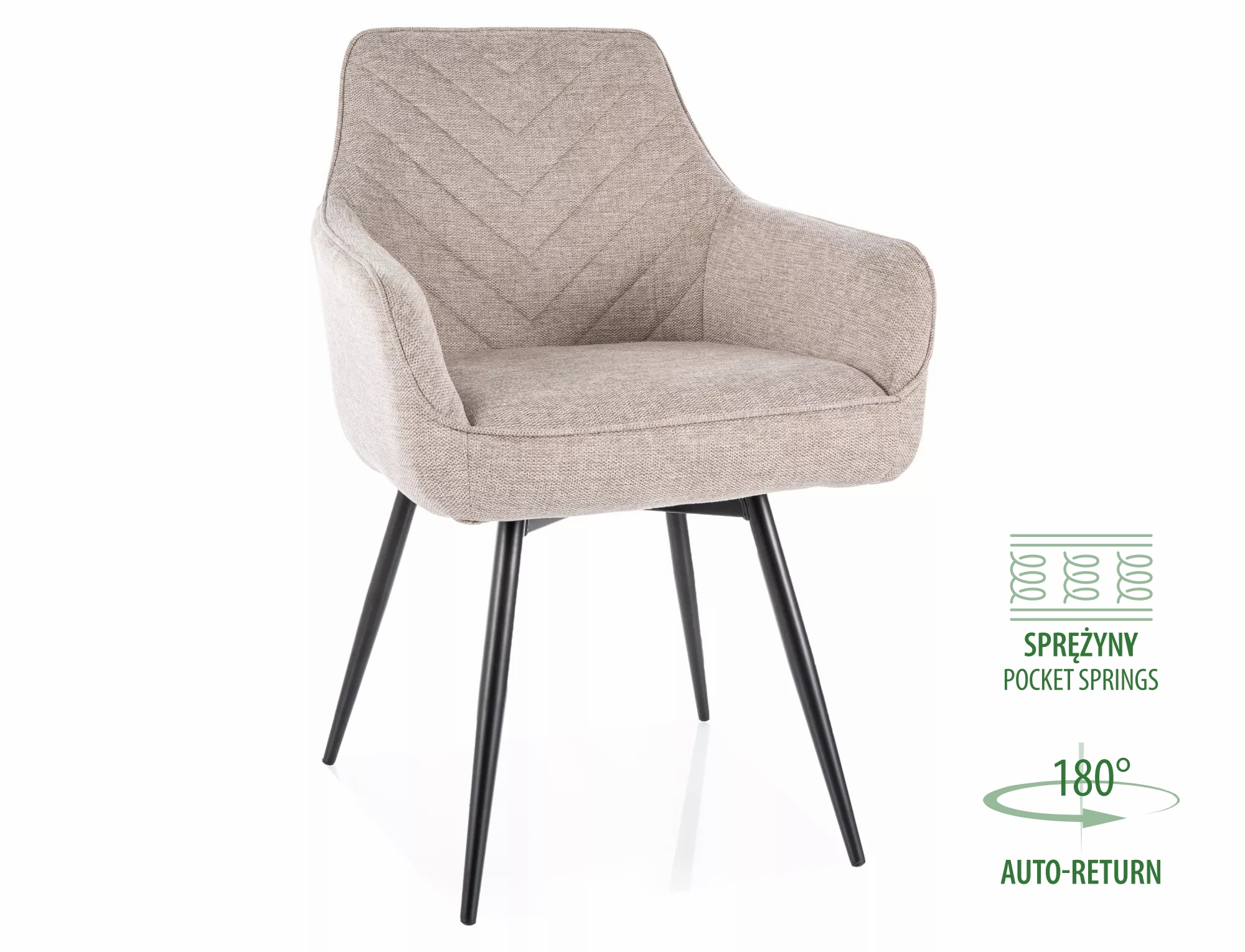 Jedálenská stolička Servio Brego,  svetlobéžová / matná čierna