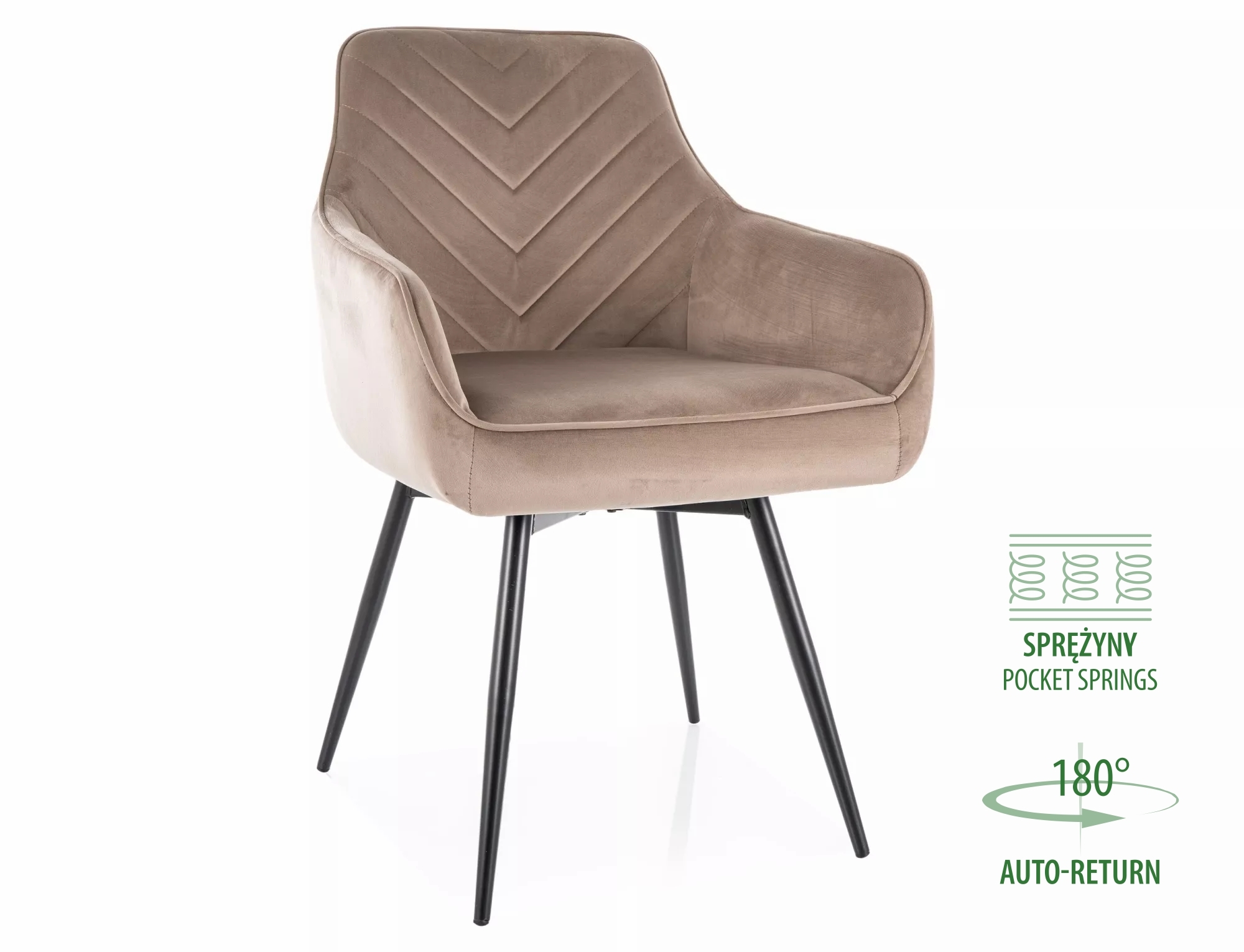 Jedálenská stolička Servio Velvet,  tmavobéžová / matná čierna